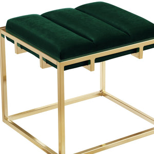 Homeroots 17" Green Velvet And Gold Ottoman Green,Gold  487732