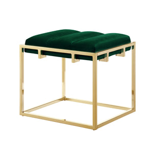 Homeroots 17" Green Velvet And Gold Ottoman Green,Gold  487732