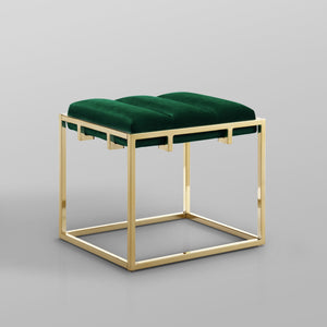 Homeroots 17" Green Velvet And Gold Ottoman Green,Gold  487732