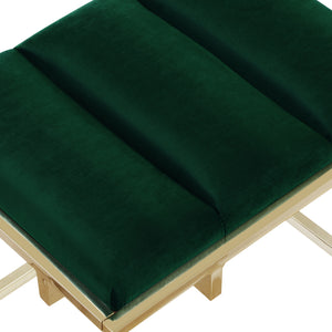 Homeroots 17" Green Velvet And Gold Ottoman Green,Gold  487732
