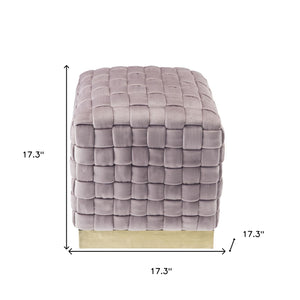 Homeroots 17" Lilac Velvet And Gold Ottoman Lilac,Gold  487735