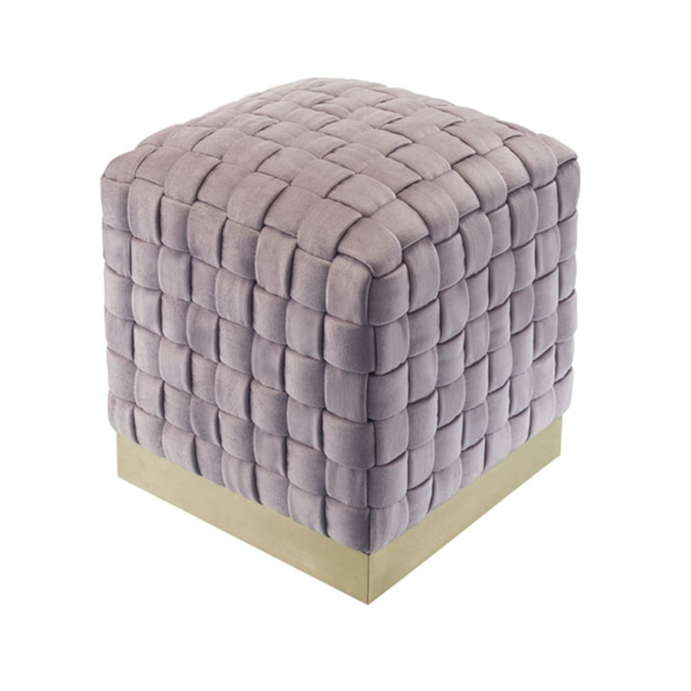 HomeRoots 17" Elegant Velvet Ottoman with Gold Frame - Chic Accent for Modern Living Spaces and Offices Lilac/Gold 487735