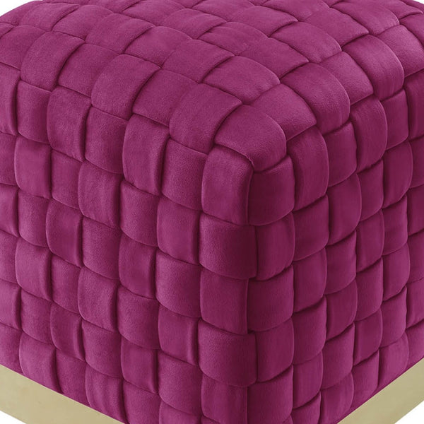 Homeroots 17" Fuchsia Velvet And Gold Ottoman Fuchsia,Gold  487736
