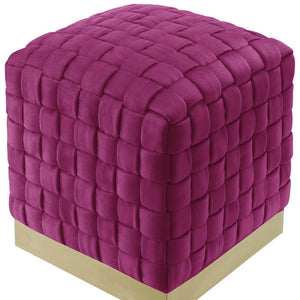 Homeroots 17" Fuchsia Velvet And Gold Ottoman Fuchsia,Gold  487736