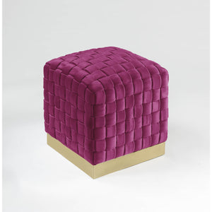 Homeroots 17" Fuchsia Velvet And Gold Ottoman Fuchsia,Gold  487736