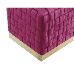 Homeroots 17" Fuchsia Velvet And Gold Ottoman Fuchsia,Gold  487736