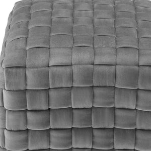 Homeroots 17" Gray Velvet And Silver Ottoman Grey,Chrome  487737