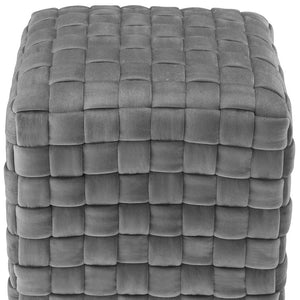 Homeroots 17" Gray Velvet And Silver Ottoman Grey,Chrome  487737