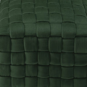 Homeroots 17" Hunter Green Velvet And Gold Ottoman Hunter Green,Gold  487738