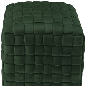 Homeroots 17" Hunter Green Velvet And Gold Ottoman Hunter Green,Gold  487738