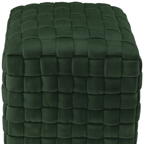 Homeroots 17" Hunter Green Velvet And Gold Ottoman Hunter Green,Gold  487738