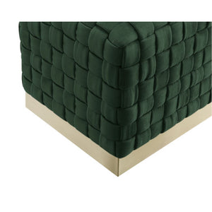 Homeroots 17" Hunter Green Velvet And Gold Ottoman Hunter Green,Gold  487738