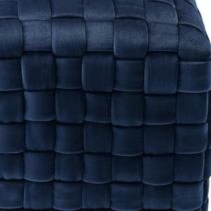 Homeroots 17" Navy Blue Velvet And Gold Ottoman Navy,Gold  487739