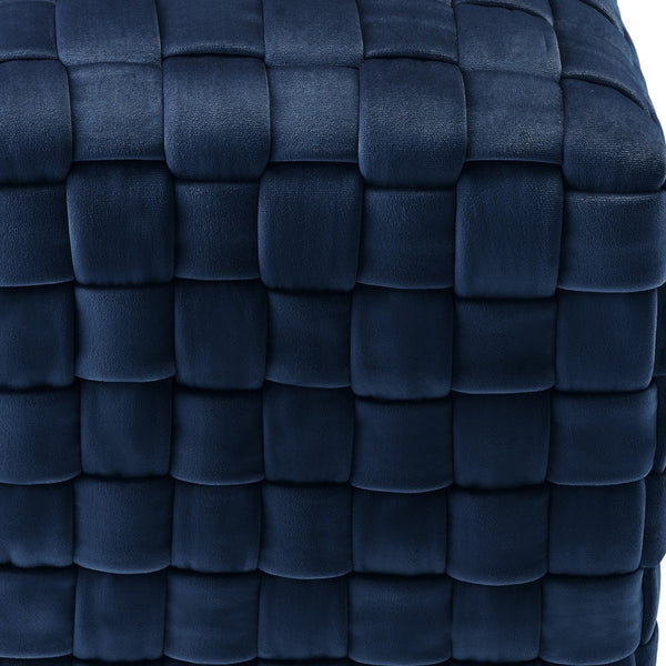 Homeroots 17" Navy Blue Velvet And Gold Ottoman Navy,Gold  487739