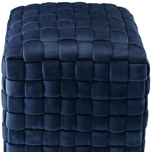 Homeroots 17" Navy Blue Velvet And Gold Ottoman Navy,Gold  487739