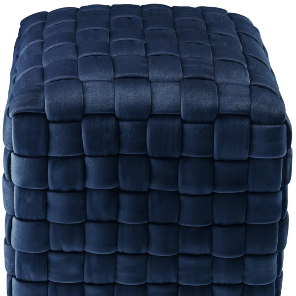 Homeroots 17" Navy Blue Velvet And Gold Ottoman Navy,Gold  487739