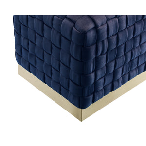 Homeroots 17" Navy Blue Velvet And Gold Ottoman Navy,Gold  487739