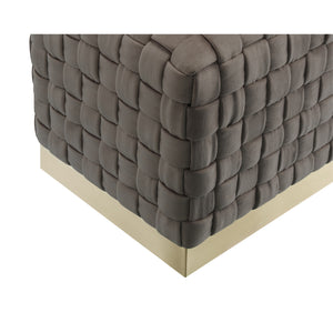 Homeroots 17" Taupe Velvet And Gold Ottoman Taupe,Gold  487740