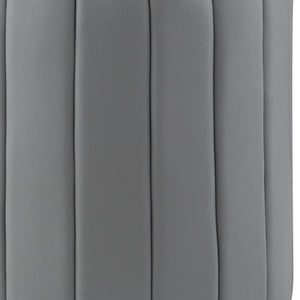 Homeroots 16" Gray Faux Leather And Silver Round Ottoman Grey,Silver,Leather Pu  487741