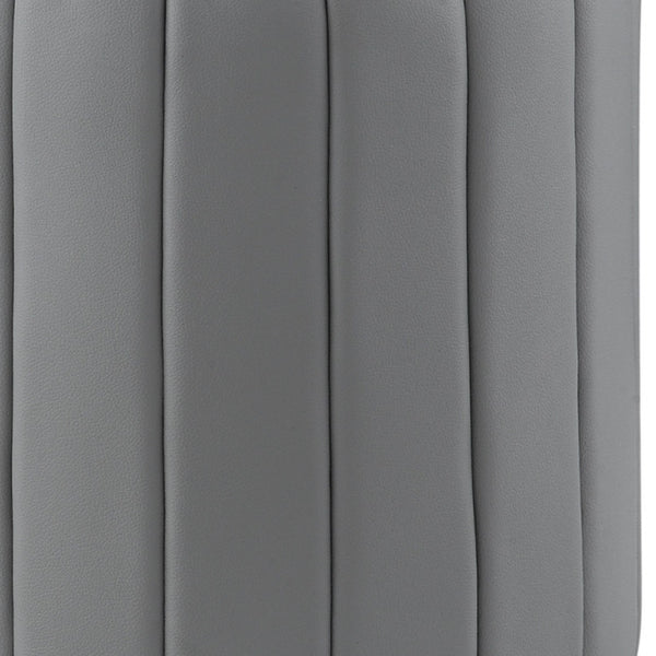 Homeroots 16" Gray Faux Leather And Silver Round Ottoman Grey,Silver,Leather Pu  487741