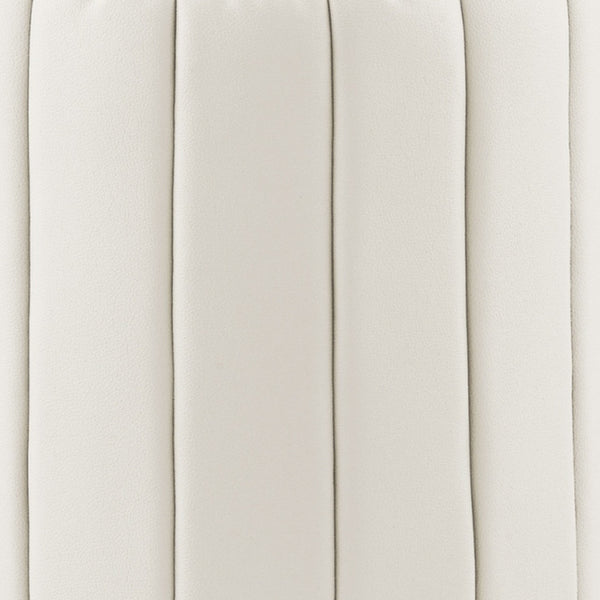 Homeroots 16" White Faux Leather And Gold Round Ottoman White,Gold,Leather Pu  487742