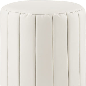 Homeroots 16" White Faux Leather And Gold Round Ottoman White,Gold,Leather Pu  487742