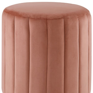 Homeroots 16" Blush Velvet And Gold Round Ottoman Blush,Gold,Velvet  487743