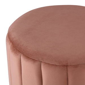 Homeroots 16" Blush Velvet And Gold Round Ottoman Blush,Gold,Velvet  487743