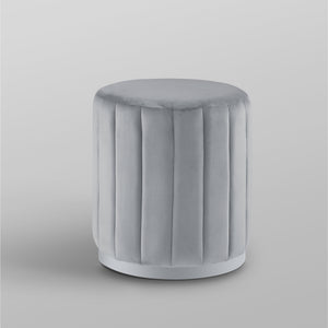 Homeroots 16" Gray Velvet And Silver Round Ottoman Grey,Silver,Velvet  487744