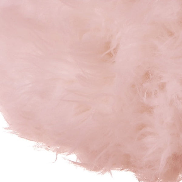 Homeroots 18" Blush Faux Fur Round Ottoman Blush,Gold  487746