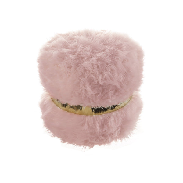 Homeroots 18" Blush Faux Fur Round Ottoman Blush,Gold  487746