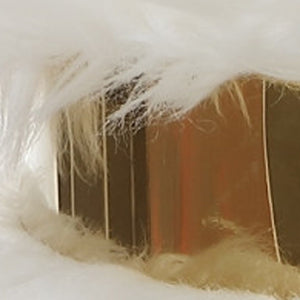 Homeroots 18" Cream Faux Fur Round Ottoman Cream White,Gold  487747