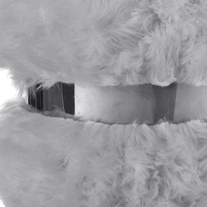 Homeroots 18" Gray Faux Fur Round Ottoman Grey,Silver  487748