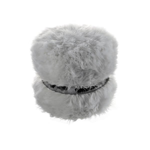 Homeroots 18" Gray Faux Fur Round Ottoman Grey,Silver  487748