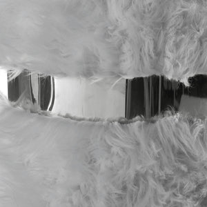 Homeroots 18" Gray Faux Fur Round Ottoman Grey,Silver  487748