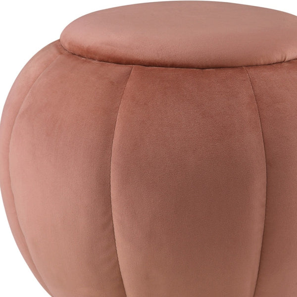 Homeroots 20" Blush Velvet And Gold Round Ottoman Blush,Gold  487749