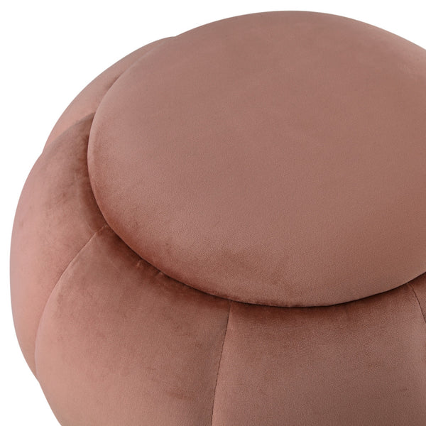 Homeroots 20" Blush Velvet And Gold Round Ottoman Blush,Gold  487749