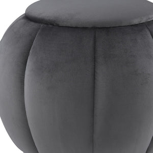 Homeroots 20" Gray Velvet And Silver Round Ottoman Grey,Silver  487750