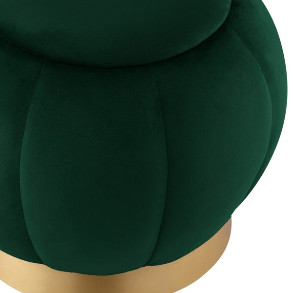 Homeroots 20" Hunter Green Velvet And Gold Round Ottoman Hunter Green,Gold  487751