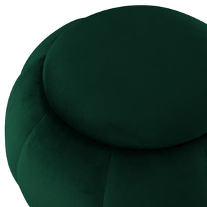 Homeroots 20" Hunter Green Velvet And Gold Round Ottoman Hunter Green,Gold  487751