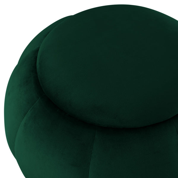 Homeroots 20" Hunter Green Velvet And Gold Round Ottoman Hunter Green,Gold  487751