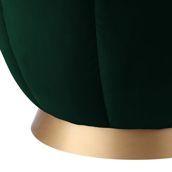 Homeroots 20" Hunter Green Velvet And Gold Round Ottoman Hunter Green,Gold  487751