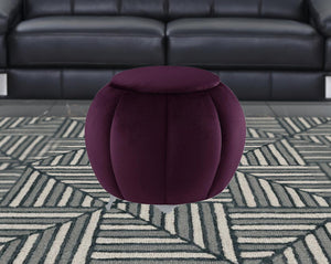 Homeroots 20" Purple Velvet And Silver Round Ottoman Purple,Silver  487753
