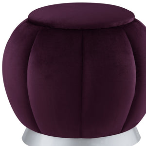 Homeroots 20" Purple Velvet And Silver Round Ottoman Purple,Silver  487753