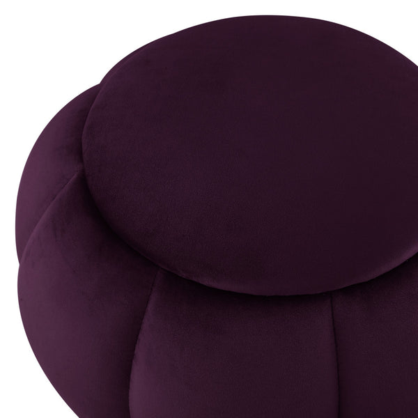 Homeroots 20" Purple Velvet And Silver Round Ottoman Purple,Silver  487753