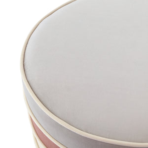 Homeroots 18" Blush Velvet And Gold Round Striped Ottoman Blush  487754