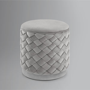 Homeroots 15" Gray Velvet And Silver Round Ottoman Grey,Chrome  487759