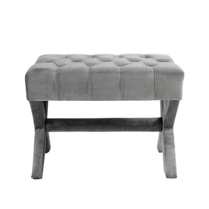 Homeroots 20" Light Gray Velvet Tufted Ottoman Light Grey,Velvet  487762