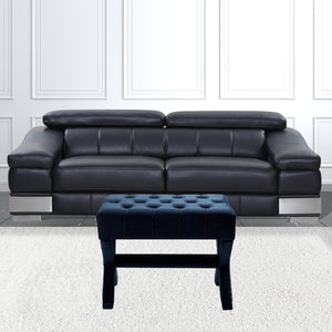 Homeroots 20" Navy Blue Velvet Tufted Ottoman Navy,Velvet  487763