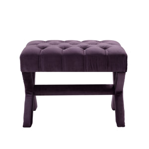 Homeroots 20" Plum Velvet Tufted Ottoman Plum,Velvet  487764